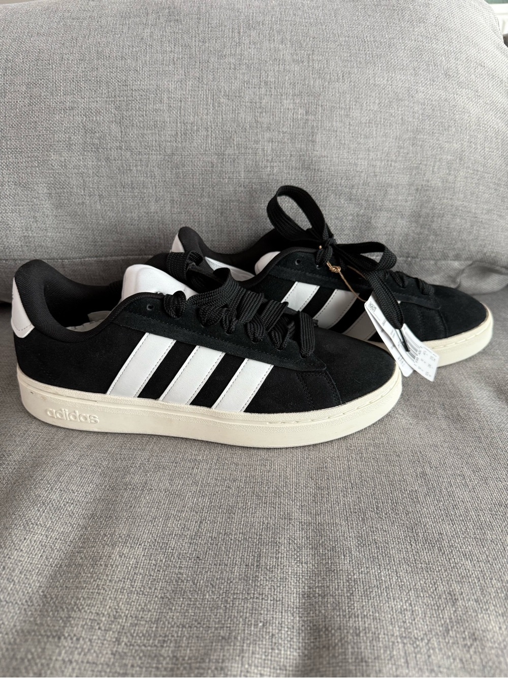 adidas Black and White Low-Top Court Sneakers